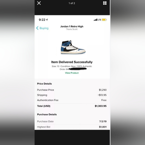 Jordan 1 Retro High OG SP x Travis Scott - Picture 2 of 11